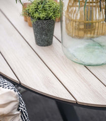 Edison Natural - Eight Seater Oval Dining Suite with Sergio Chairs - Sand Cushions