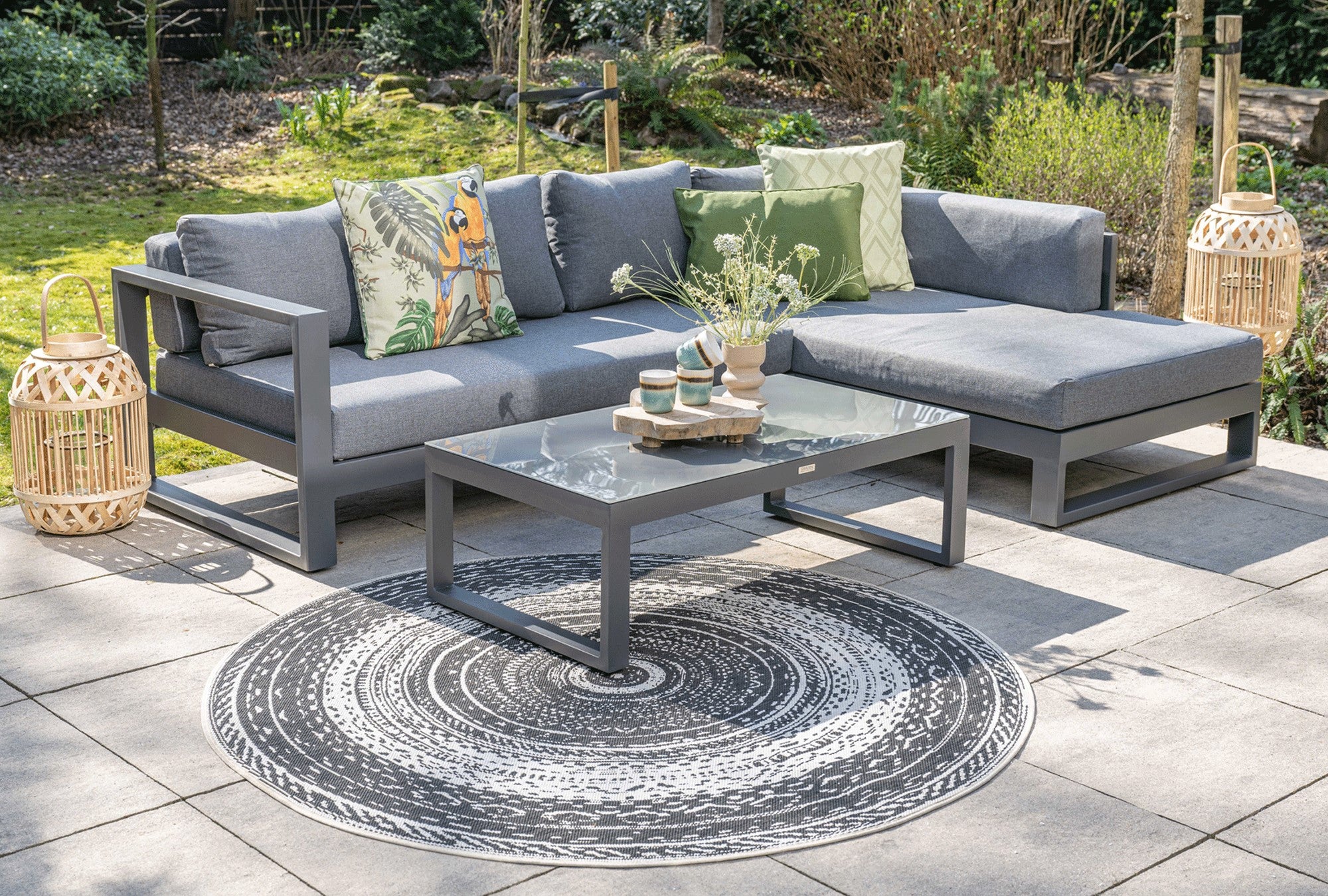 Esmee Outdoor Garden Corner Chaise Sofa Coffee Table Ocean