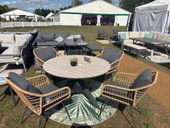 EX DISPLAY Edison Natural - Four Seater Round Dining Suite with Margriet Chairs