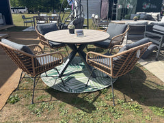 EX DISPLAY Edison Natural - Four Seater Round Dining Suite with Margriet Chairs