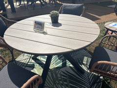 EX DISPLAY Edison Natural - Four Seater Round Dining Suite with Margriet Chairs