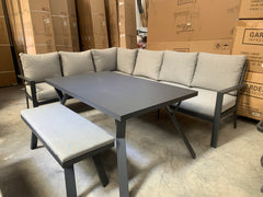 EX-DISPLAY Sergio - Lounge Dining Corner Group with Table & Bench