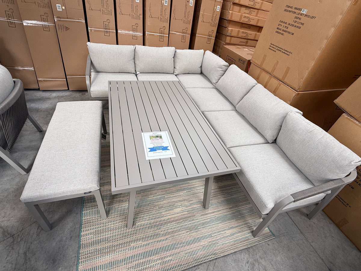 Ex Display Monti- Lounge Dining Corner, Table and Bench