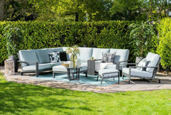 Lincoln Charcoal - Corner Garden Sofa Group with Ottoman and Recliner Chair