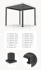 Tivoli 3m x 3m Pebble Frame Free Standing Pergola