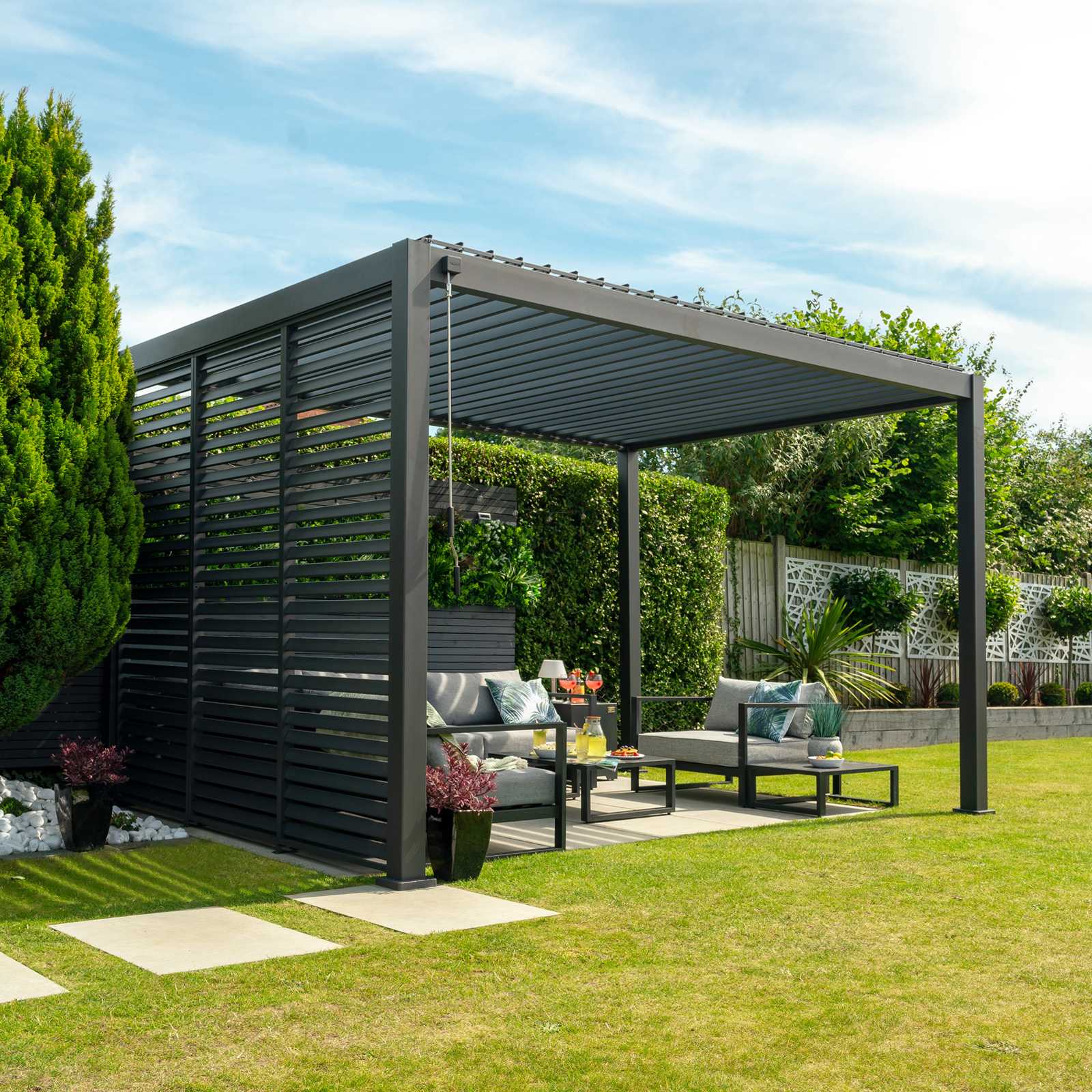 Tivoli 3m x 3m Grey Frame Free Standing Pergola