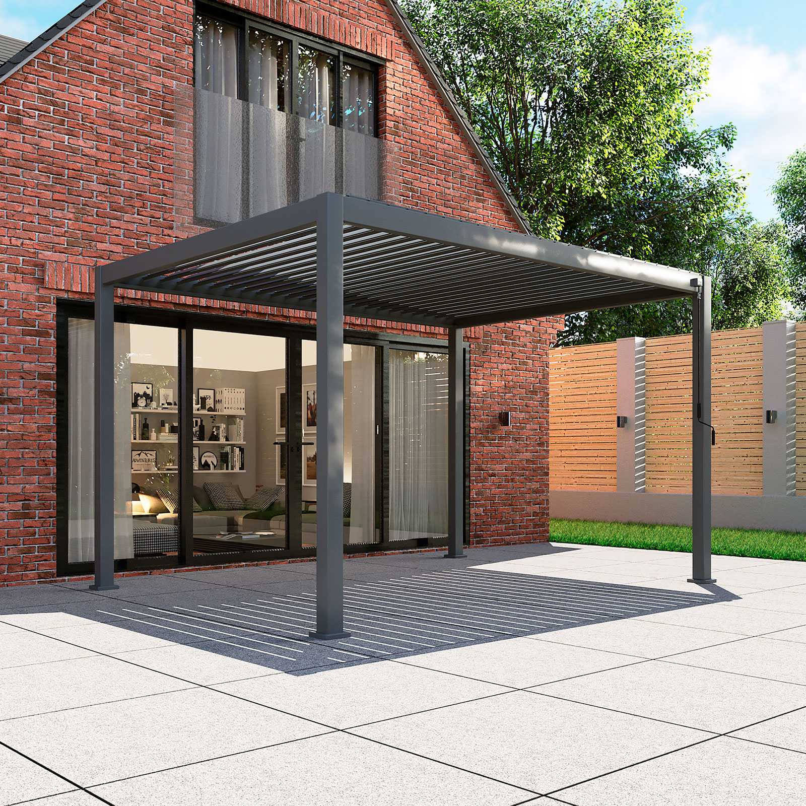 Tivoli 3.6m x 3m Grey Frame Free Standing Pergola