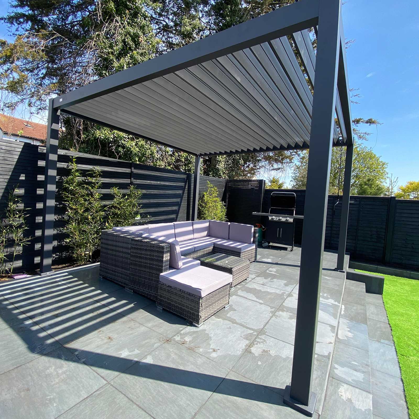 Tivoli 3.6m x 3.6m Grey Frame Free Standing Pergola