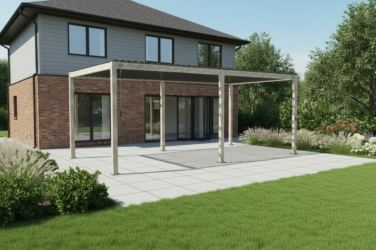 Tivoli 7.2m x 3.6m Wood Effect Free Standing Pergola