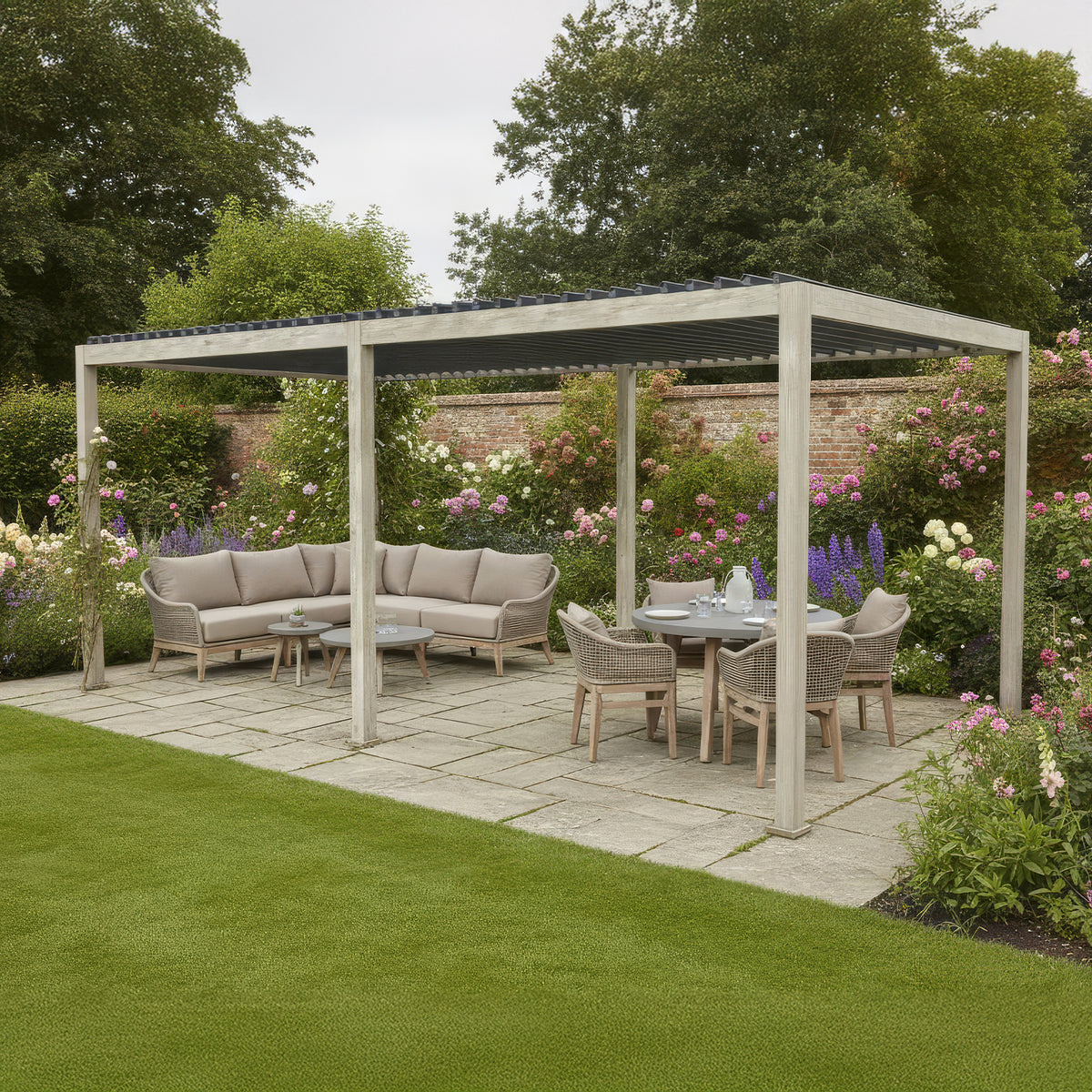 Tivoli 6m x 3m Wood Effect Free Standing Pergola