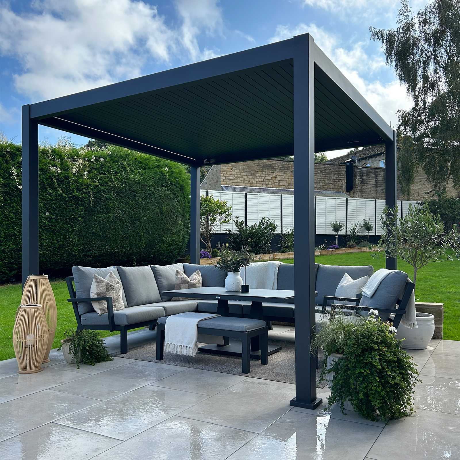 Tivoli E-LED 3m x 3m Grey Frame Free Standing Pergola