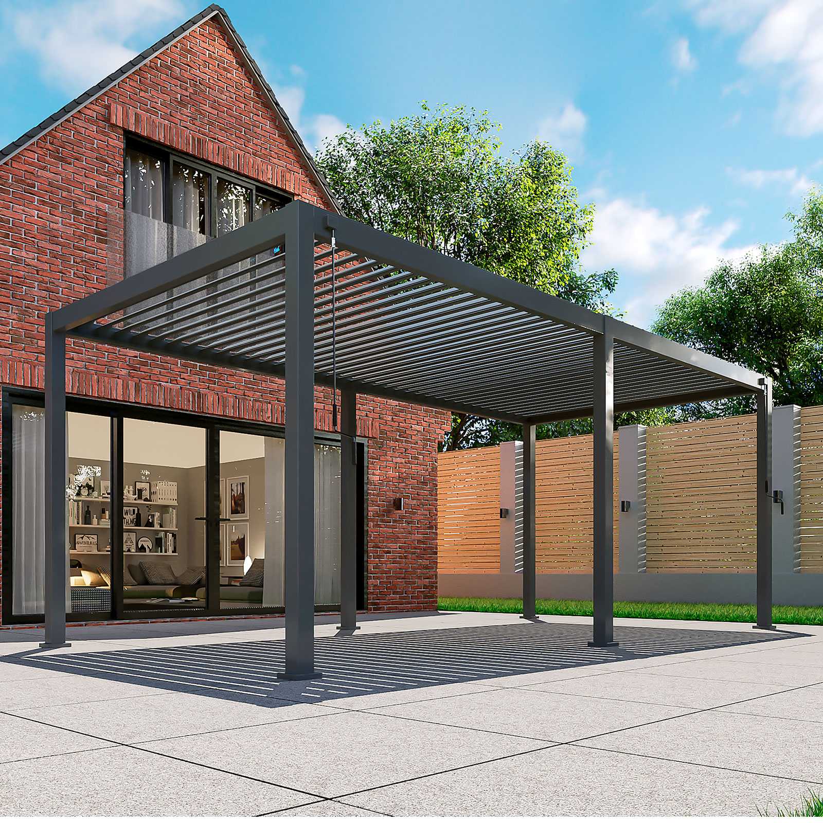 Tivoli 6m x 3.6m Grey Frame Free Standing Pergola