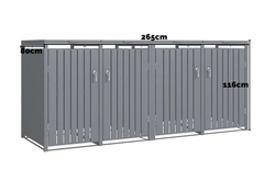 Quadruple Galvanized Steel Wheelie Bin Store Wood Effect