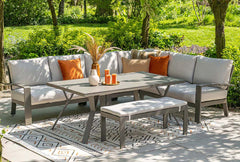 Rondo - Large Garden Lounge Corner Sofa Group with Bench and Dining Table