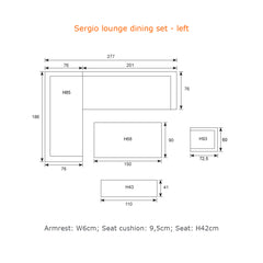 Sergio - Lounge & Dining Corner Sofa, with Table, Bench and Optional Chair - Light Grey Cushions
