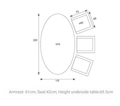 Edison Natural - Six Seater Oval Dining Suite with Sergio Chairs - Light Grey Cushions