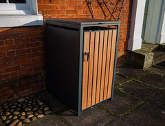 Single Galvanized Steel Wheelie Bin Store Wood Effect