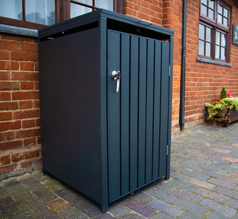 Single Galvanized Steel Wheelie Bin Store Anthracite
