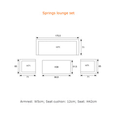 Springs Sand Cushions - 3 Seater Suite & Coffee Table