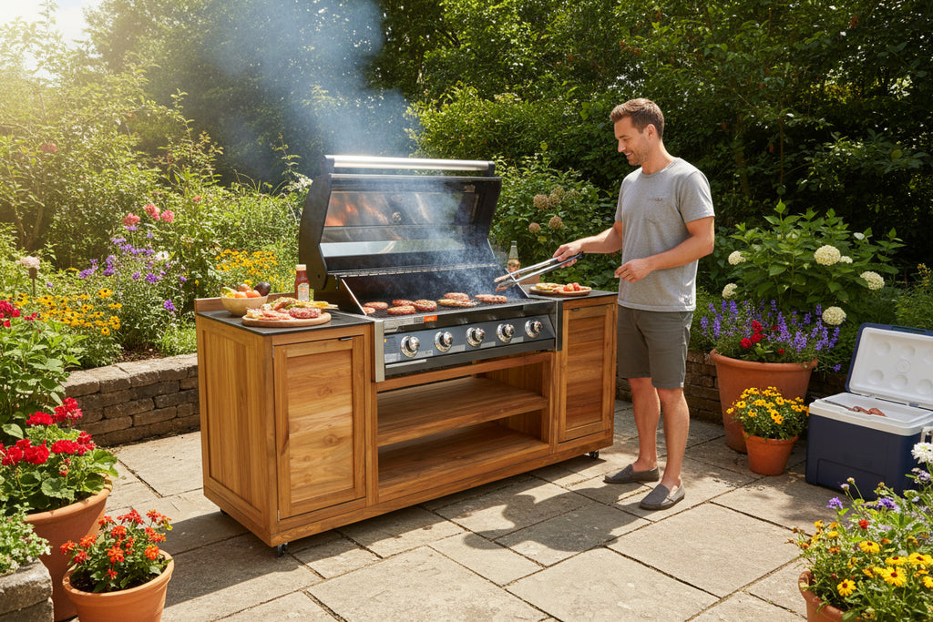 Barletta Teak Kitchen BBQ Cabinet on Wheels