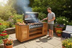 Barletta Teak Kitchen BBQ Cabinet on Wheels