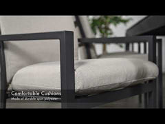 Domingo 4 Seater Dining Table with Sergio Dining Chairs - Sand Cushions