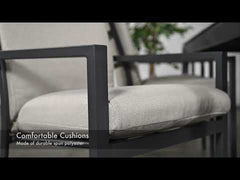 Domingo 6 Seater Dining Table with Sergio Dining Chairs - Sand Cushions