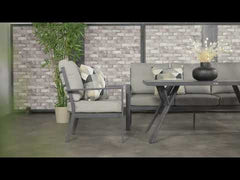 Sergio - Lounge & Dining Corner Sofa, with Table, Bench and Optional Chair - Light Grey Cushions