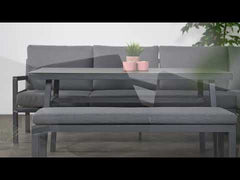 Corsica Grey Cushions - Lounge & Dining Corner Sofa, with Table and Bench