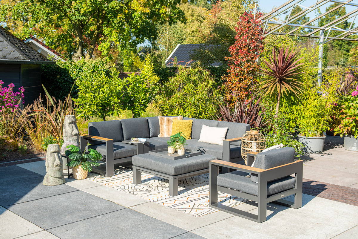 Cube Charcoal - Outdoor Corner Sofa Group with Ottoman