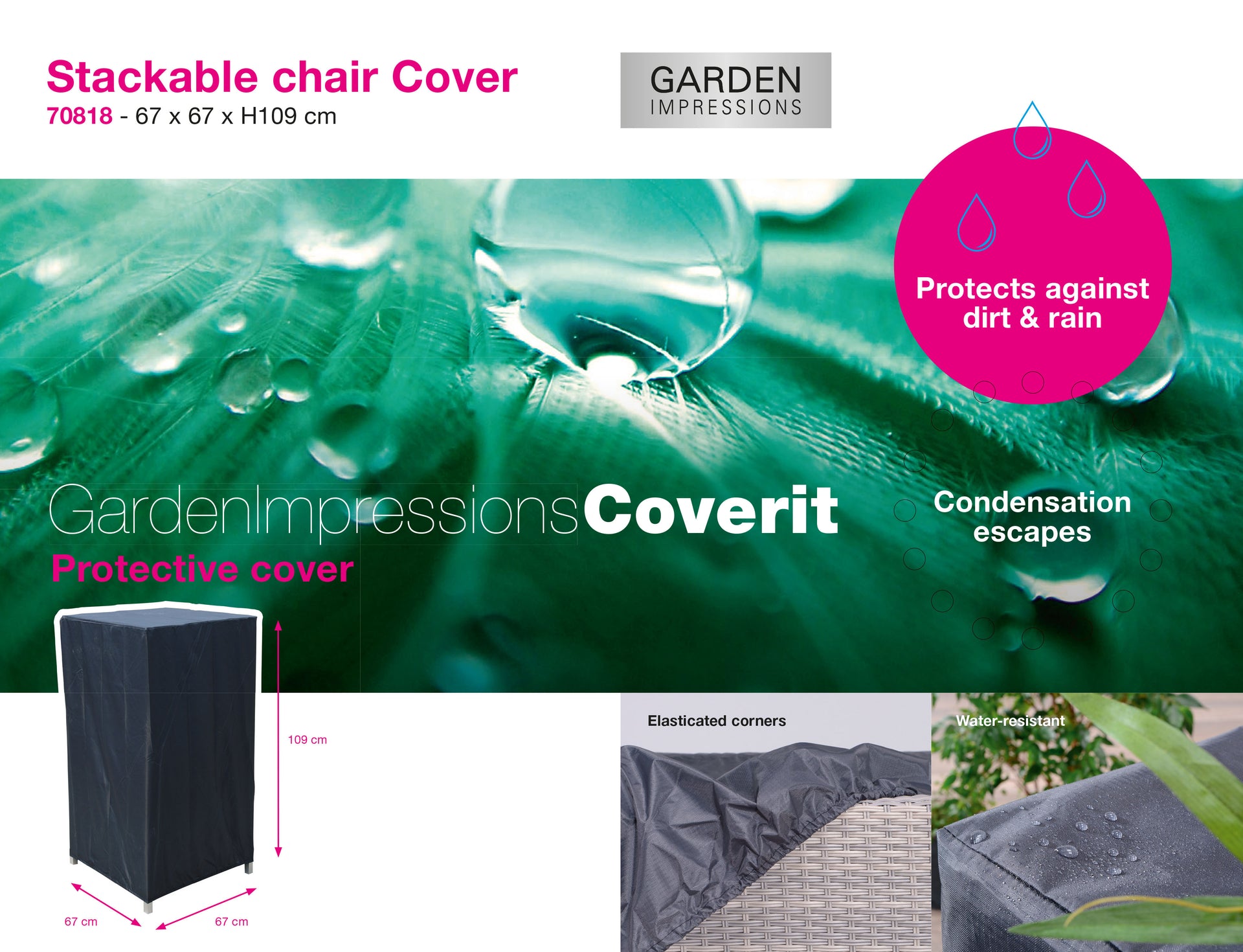 Coverit Stackable Chair Cover 67cm x 67cm x 109cm
