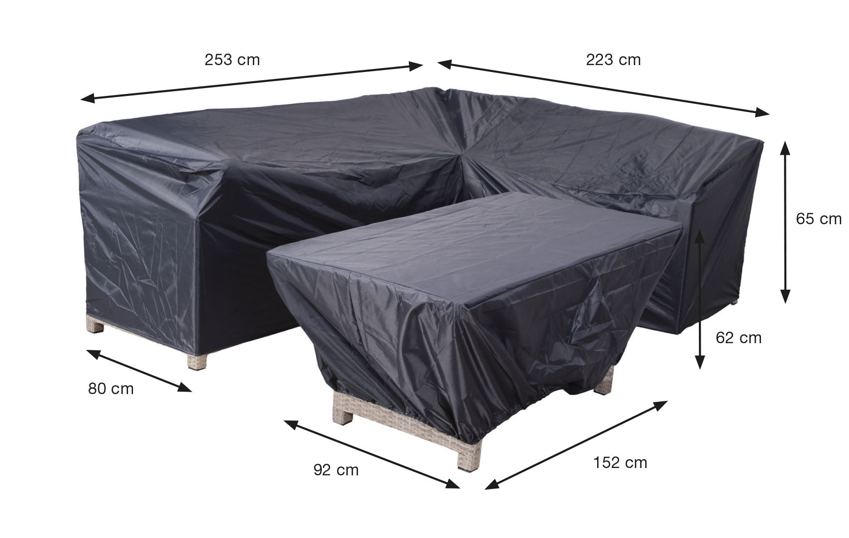 Coverit Lounge Set 253cm/223cm x 80cm x 65cm & 152cm x 92cm x 62cm