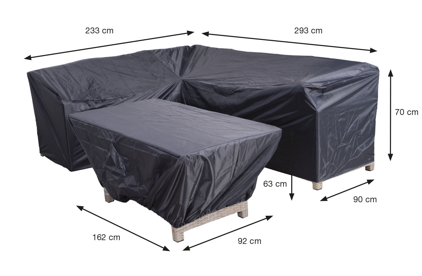 Coverit Lounge Set 233cm/293cm x 90cm x 70cm & 162cm x 92cm x 63cm