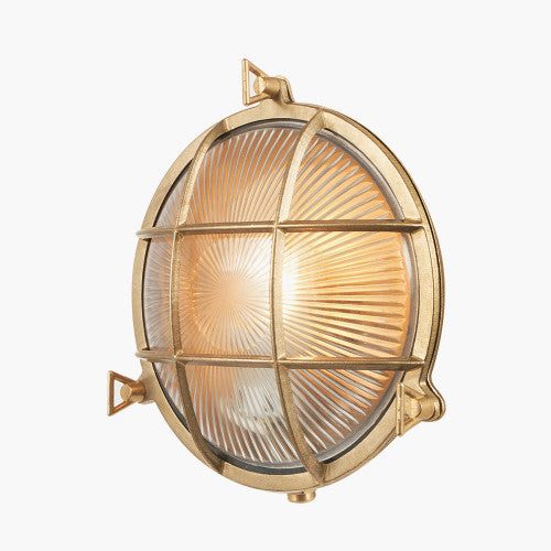 Snug Antique Brass Metal Caged Round Wall Light